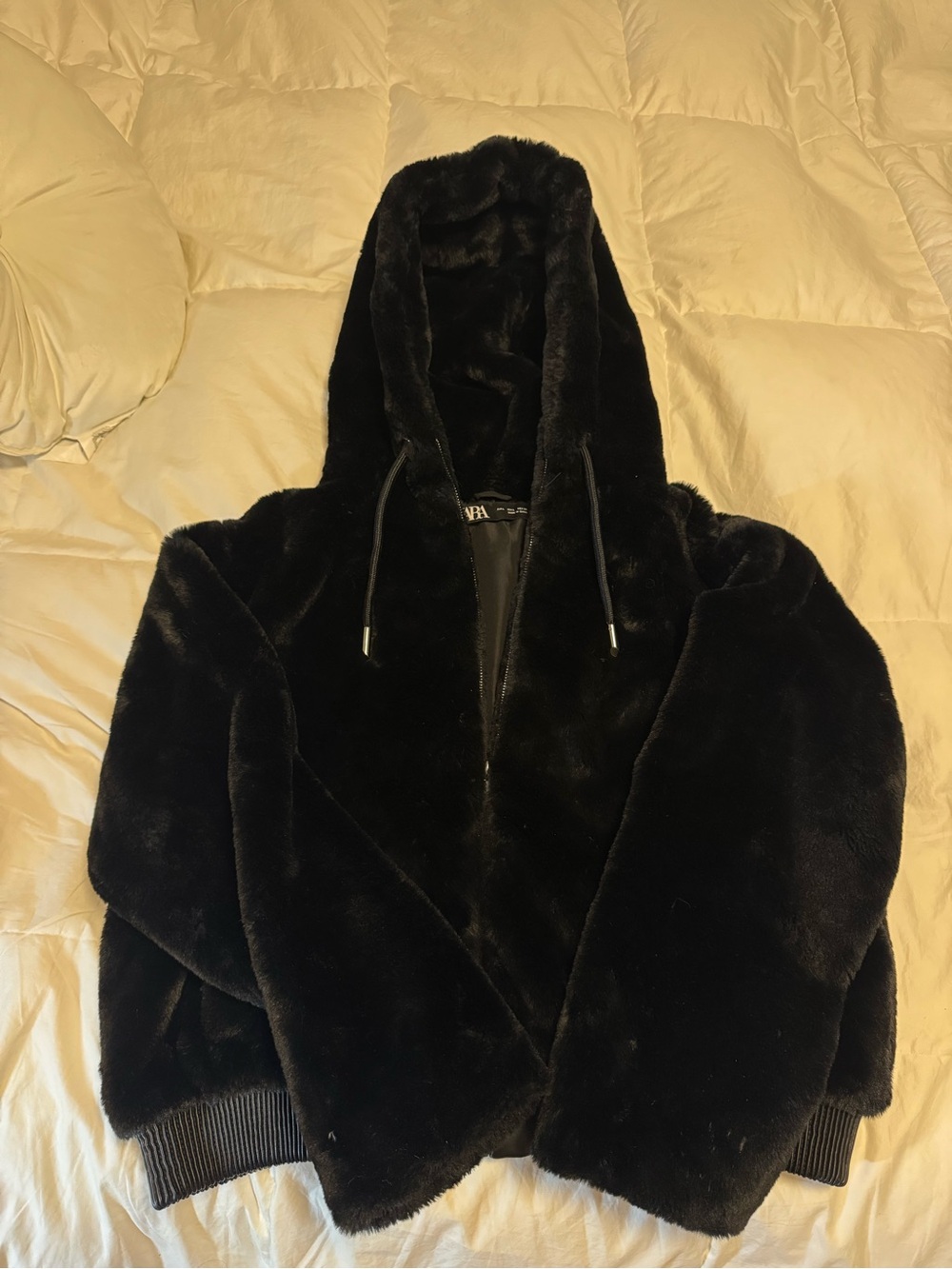 Zara Black Hooded Teddy Jacket